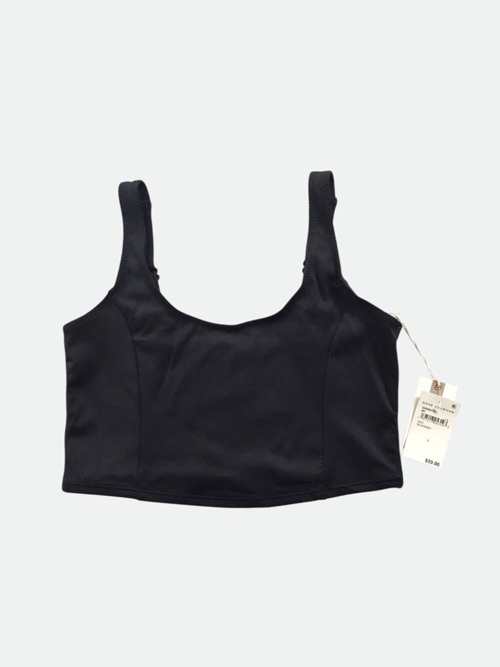 Good American NWT Black Crop Sports Adjustable Bralette Athletic Compression